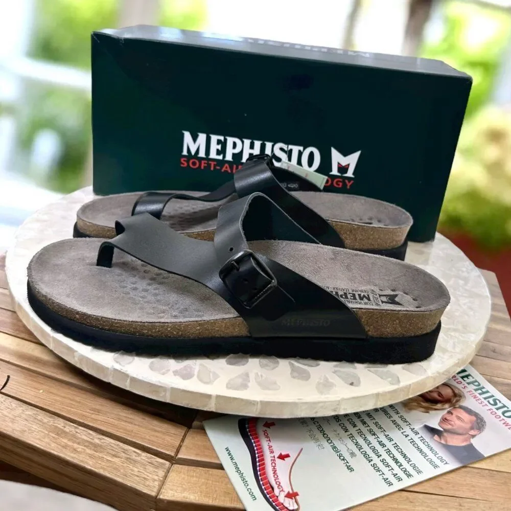 Mephisto Helen Air Soft Supportive Leather Toe Loop Sandal Slide Women 12 EU 42
